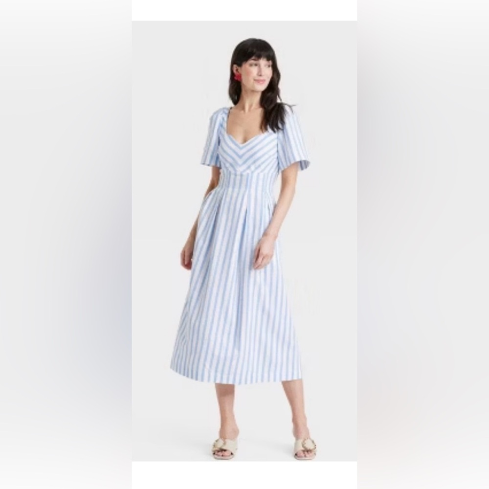 A New Day Light Blue and White Striped Blouse